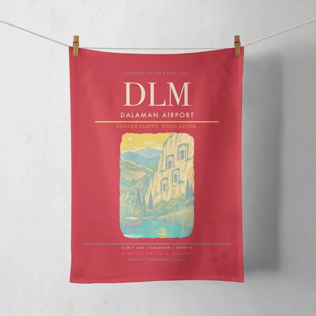 Dalaman Airport (DLM) design on red towel