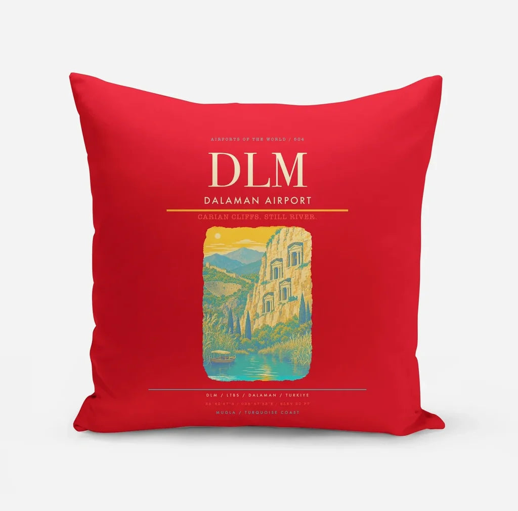 Dalaman Airport (DLM) design on red pillow