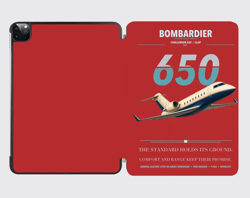Bombardier Challenger 650 design on red ipad tablet case