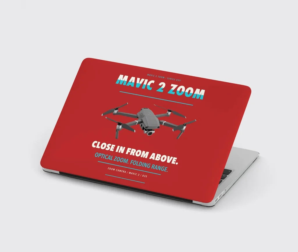 DJI Mavic 2 Zoom design on red MacBook case