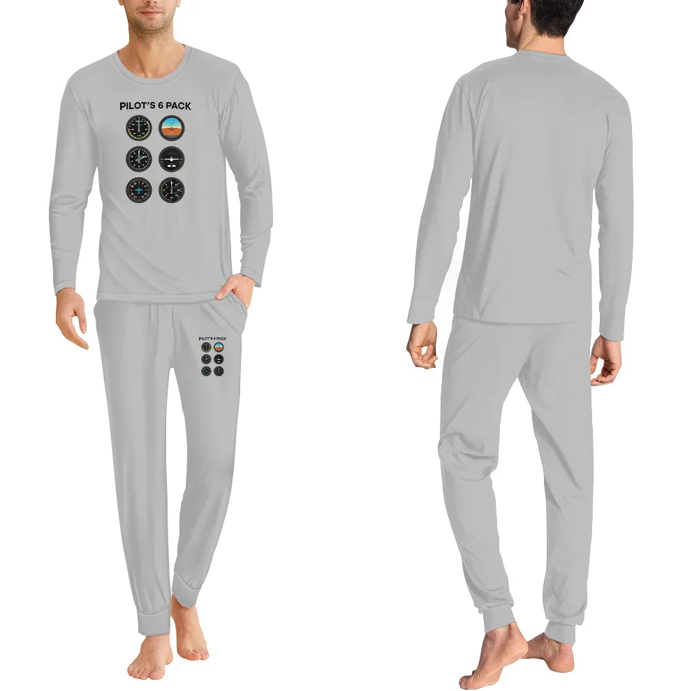 Pilot's 6 Pack men pajamas - Light Gray