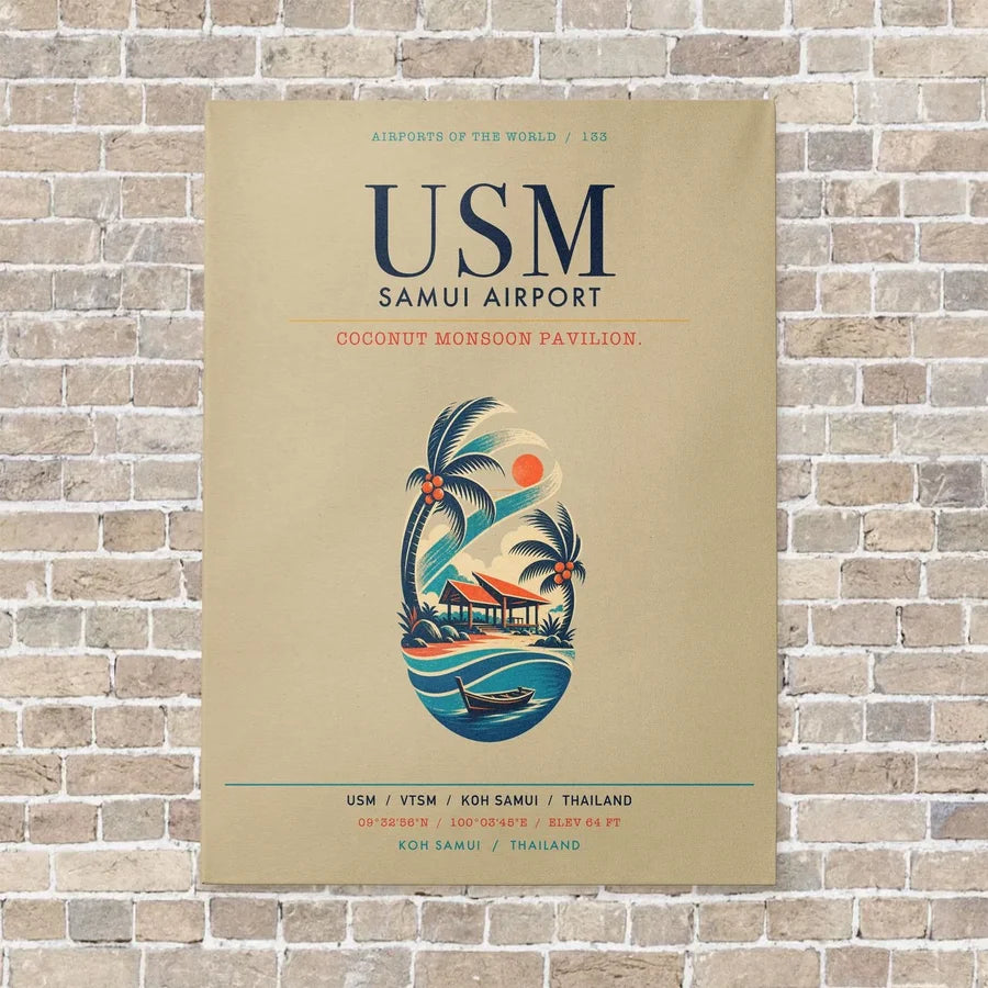 Samui Airport Koh Samui USM vertical canvas print - no frame - beige background