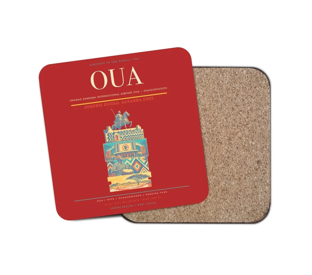Thomas Sankara International Airport (OUA) design on red 1 piece coaster