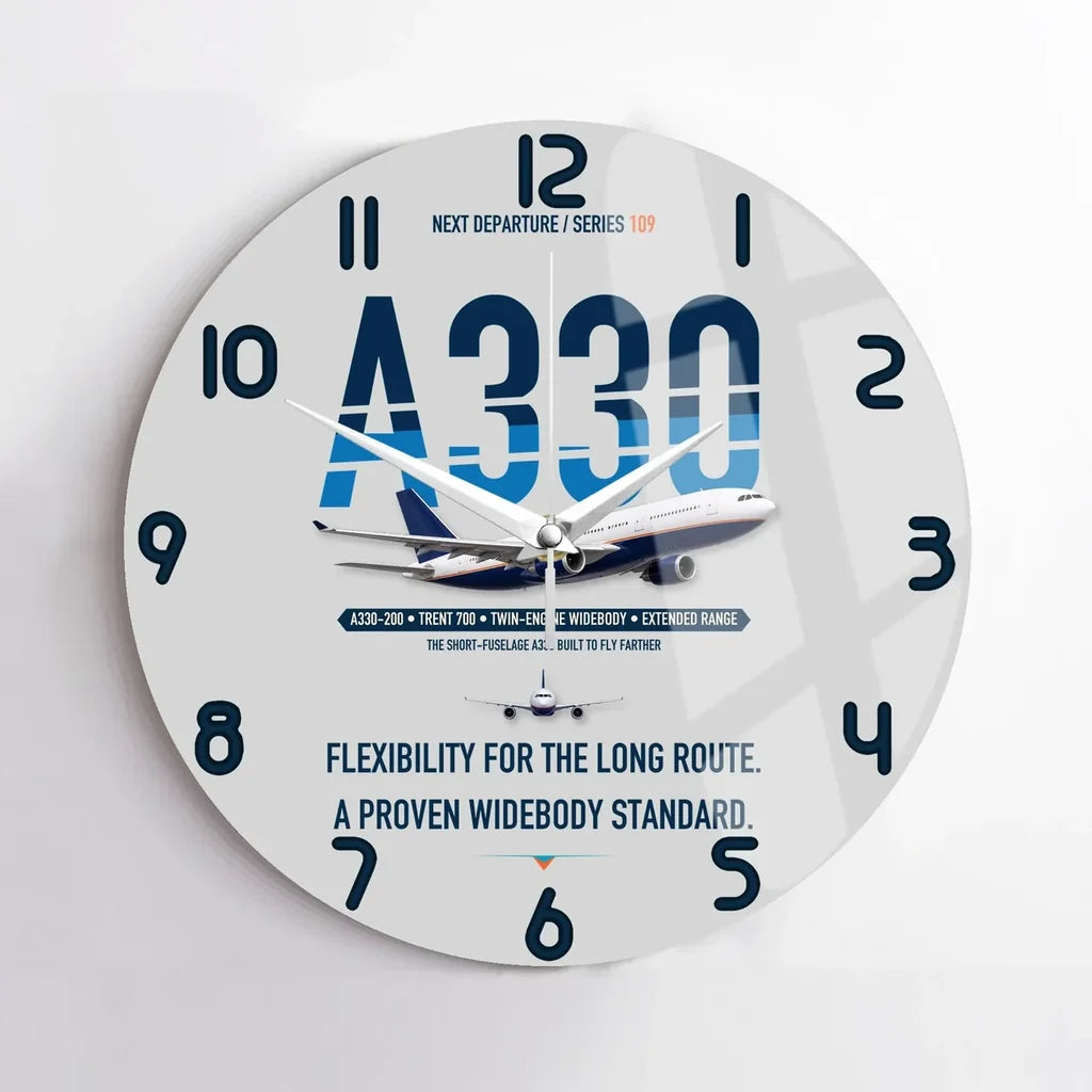 Airbus A330-200 design on light gray no frame wall clock