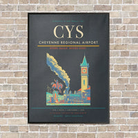 Thumbnail for Cheyenne Regional Airport CYS vertical canvas print - framed - gray background