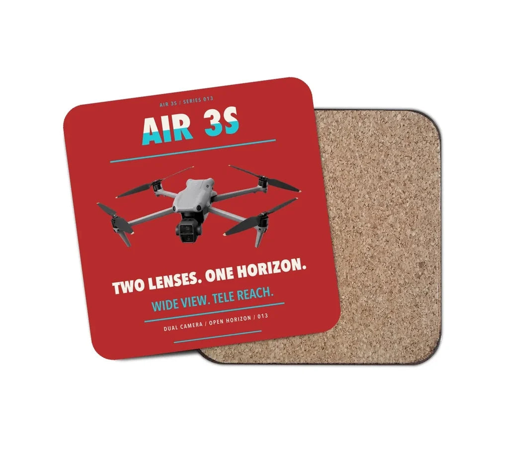 DJI Air 3S design on red 1 piece coaster