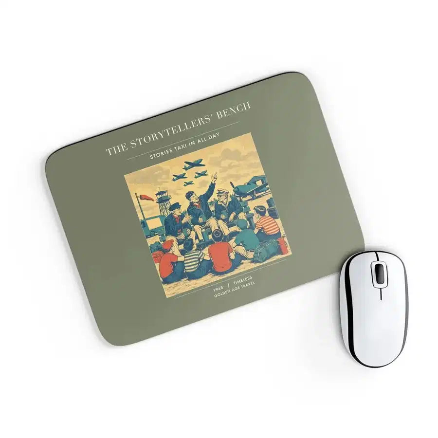 VINTAGE G4430 - The Storytellers' Bench - Designed Mouse Pads design on greenarmy rectangle