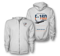 Thumbnail for F-16D FIGHTING FALCON design on white zipped hoodie