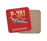 Thumbnail for P-38J Lightning design on red 1 piece coaster