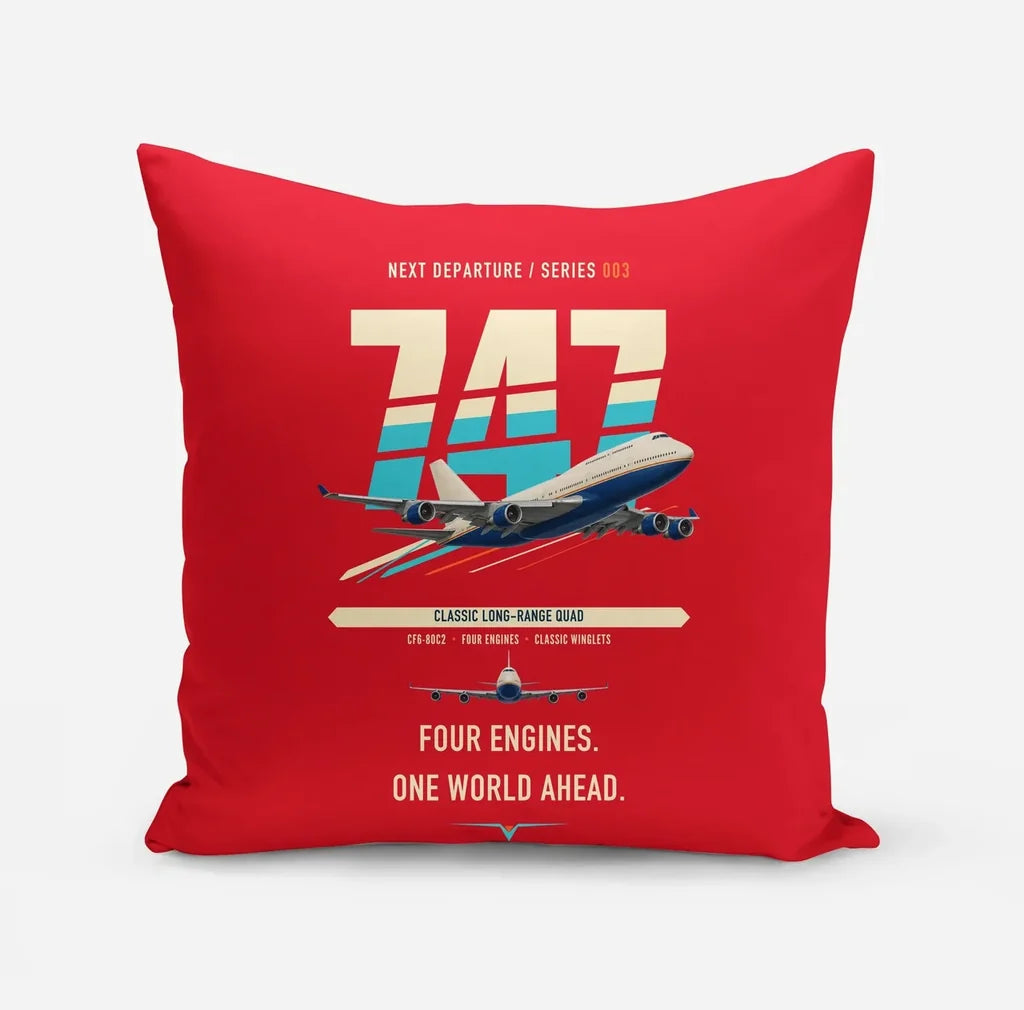 Boeing 747-400 design on red pillow
