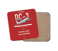 Thumbnail for Douglas DC-3 design on red 1 piece coaster