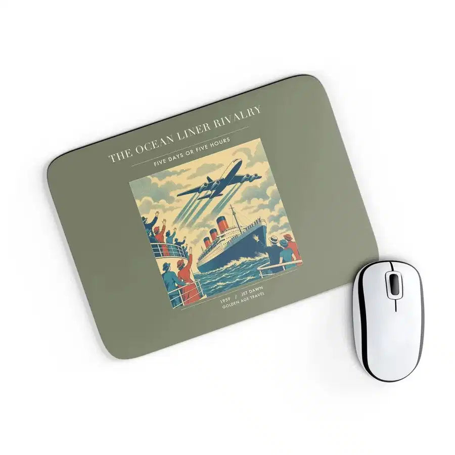 VINTAGE G4307 - The Ocean Liner Rivalry - Designed Mouse Pads design on greenarmy rectangle