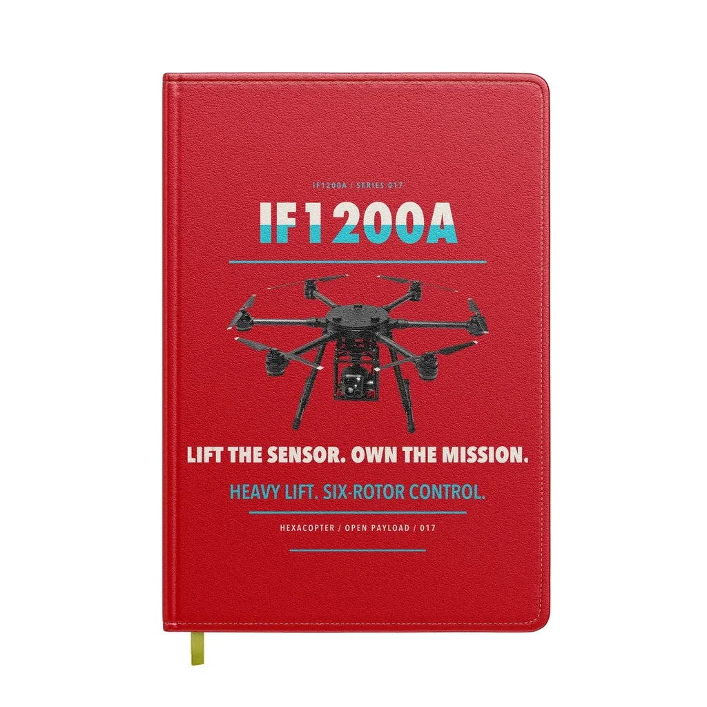 Inspired Flight IF1200A design on red notebook