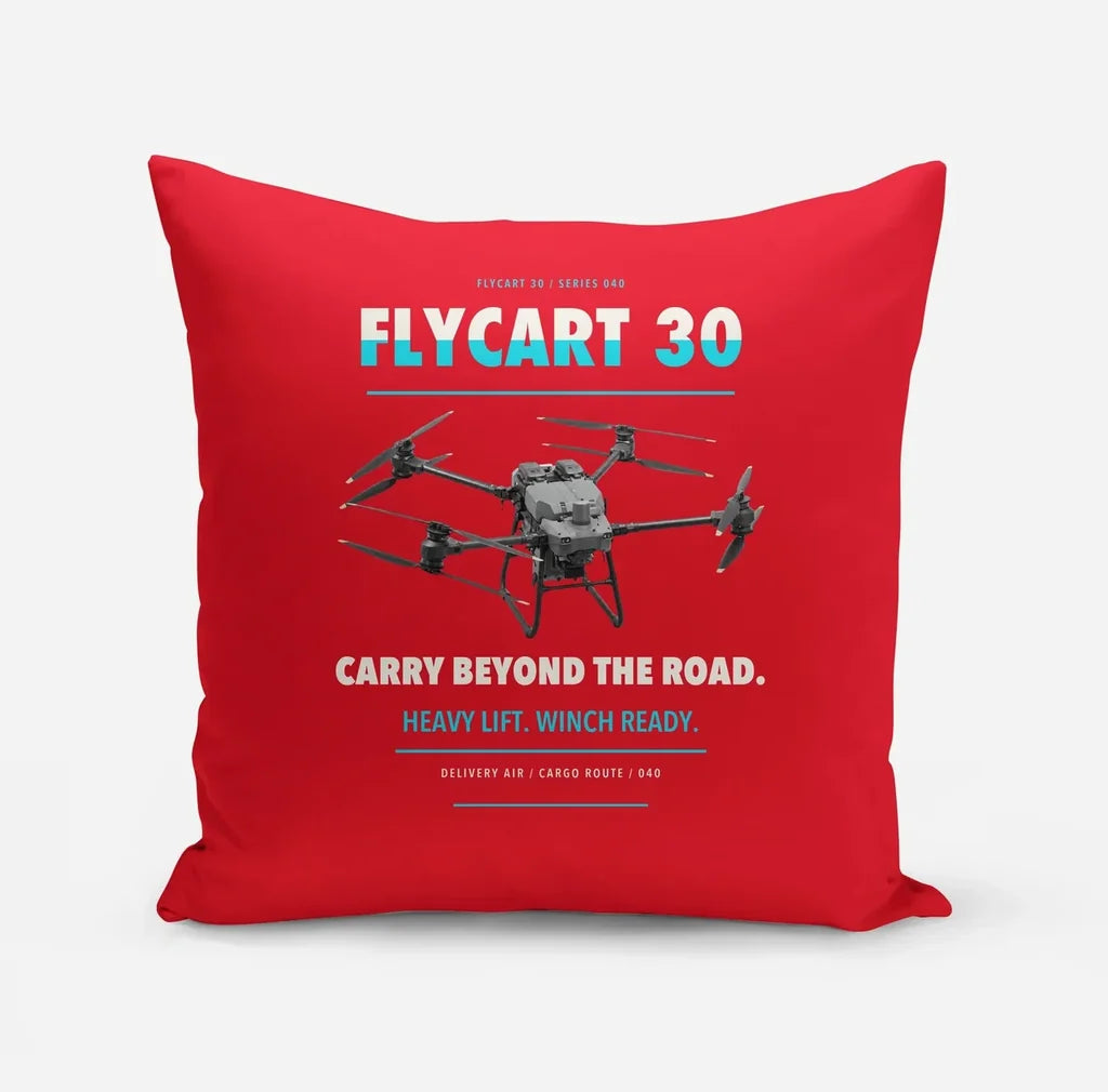 DJI FlyCart 30 design on red pillow