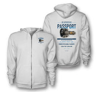 Thumbnail for PASSPORT design on white zipped hoodie