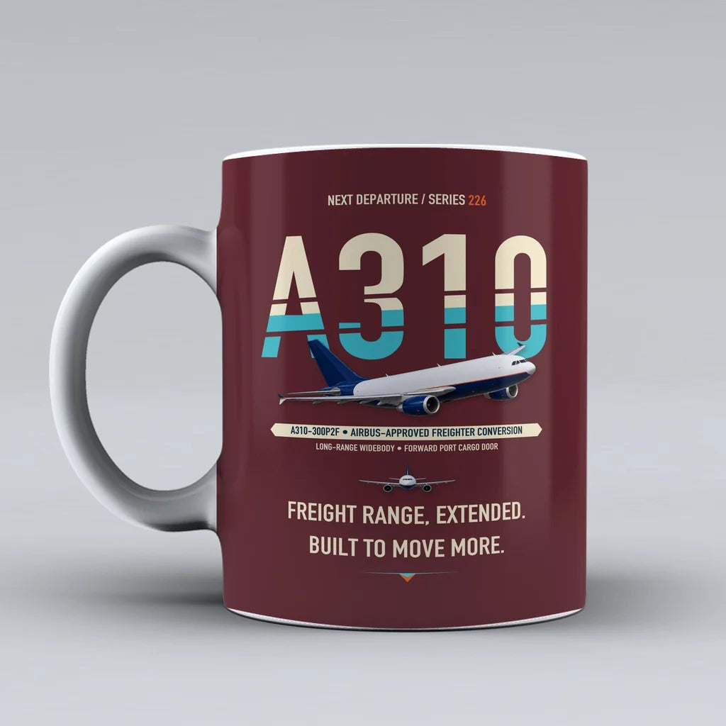 A310-300P2F Mug design on dark red airbus
