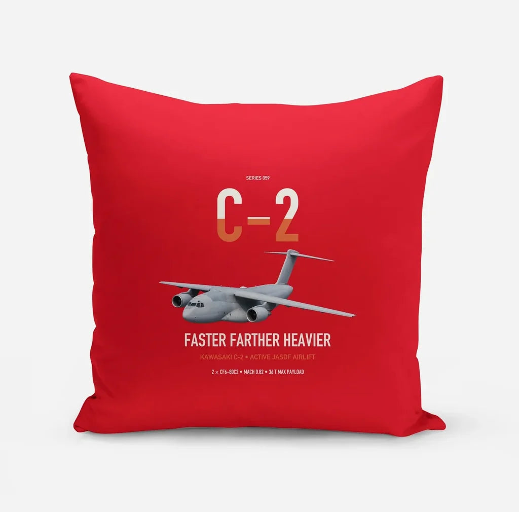 Kawasaki C-2 design on red pillow