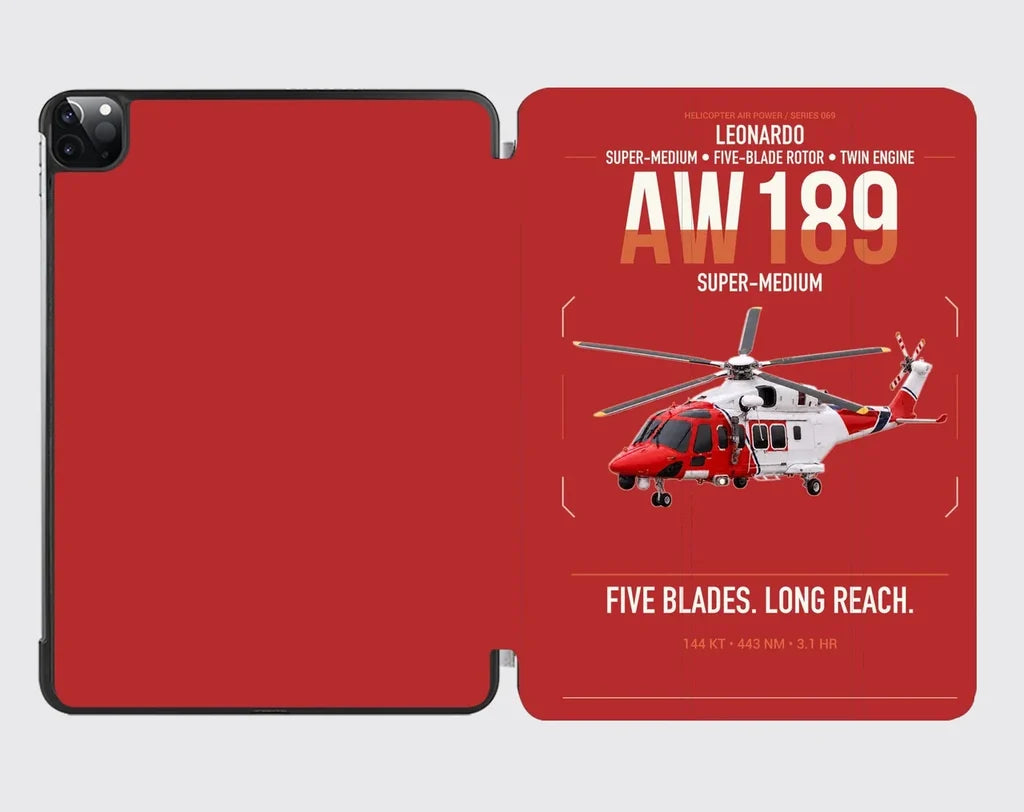 Leonardo AW189 design on red ipad tablet case