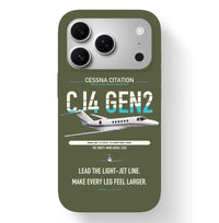 Thumbnail for Cessna Citation CJ4 Gen2 design on green army magsafe iphone case, for iPhone 17 Pro
