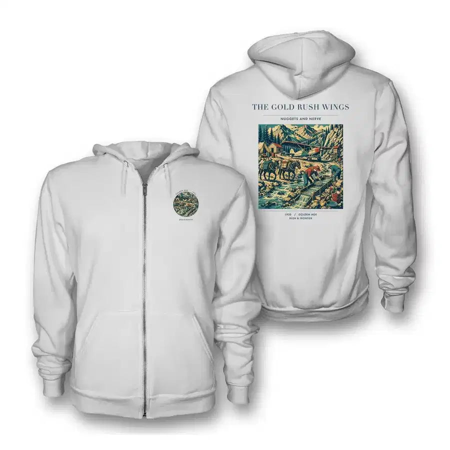 VINTAGE G4043 - The Gold Rush Wings - Premium Zipped Hoodie design on white