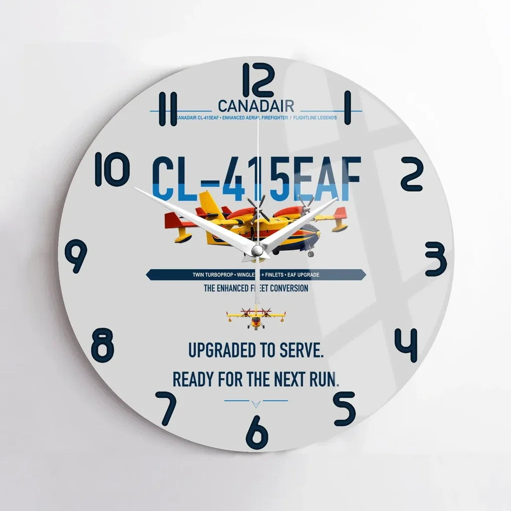 Canadair CL-415EAF design on light gray no frame wall clock