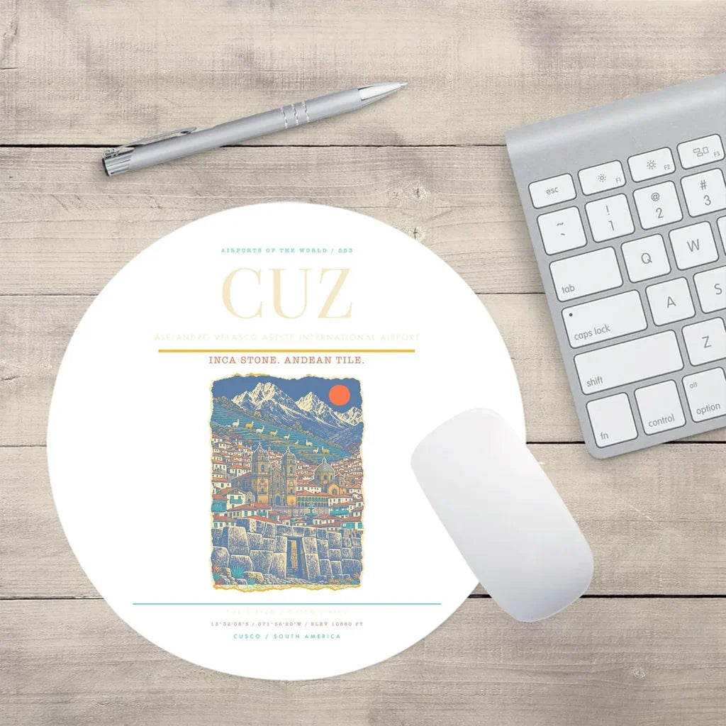 Alejandro Velasco Astete International Airport CUZ Mouse-Pad Round - White