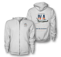 Thumbnail for Dassault Mystère IV A design on white premium zipped hoodie, double-side print
