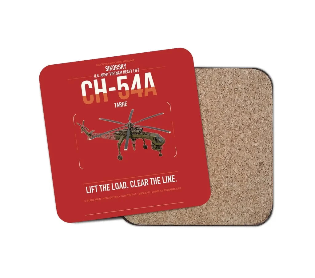 Sikorsky CH-54A Tarhe design on red 1 piece coaster