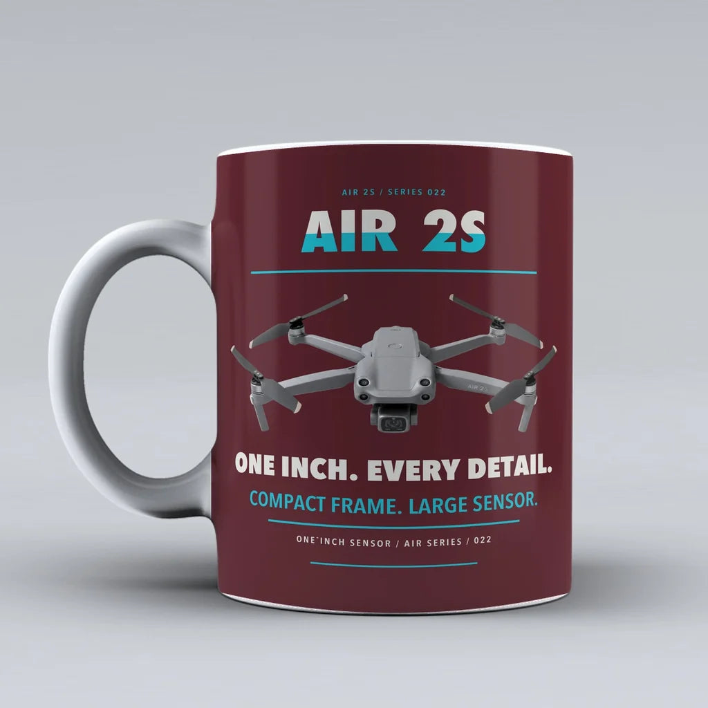 Air 2S Mug design on dark red dji