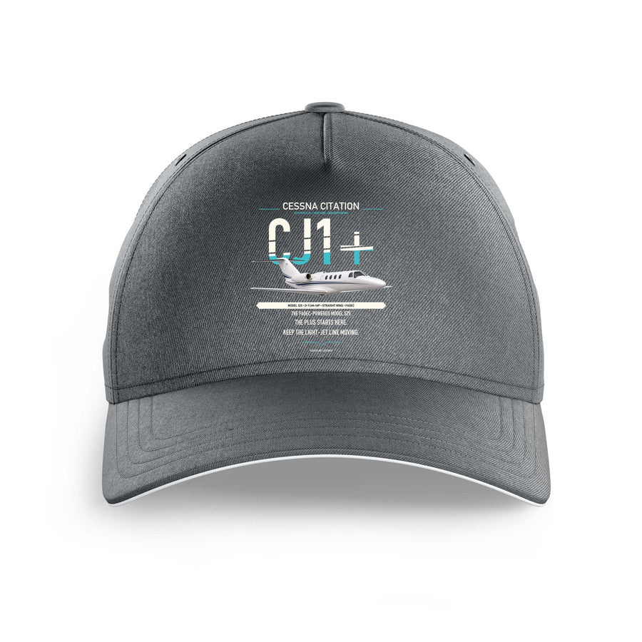 Cessna Citation CJ1+ design on gray printed hat