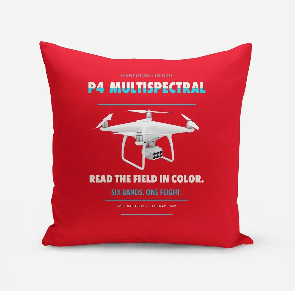 DJI P4 Multispectral design on red pillow