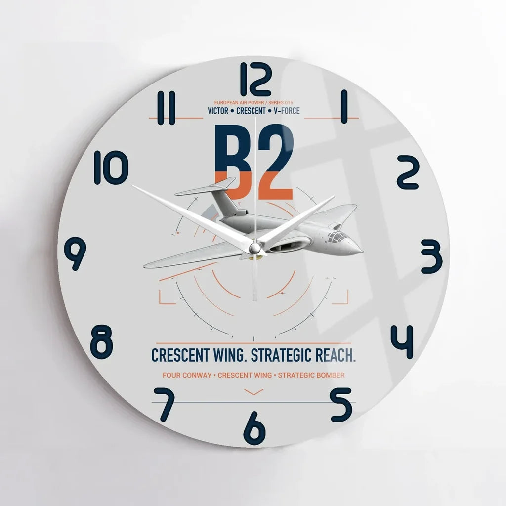 Handley Page Victor B2 design on light gray no frame wall clock