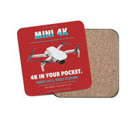 Thumbnail for DJI Mini 4K design on red 1 piece coaster