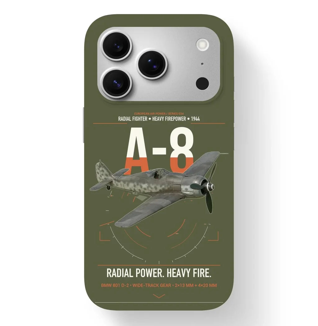 Focke-Wulf Fw 190A-8 design on green army magsafe iphone case, for iPhone 17 Pro