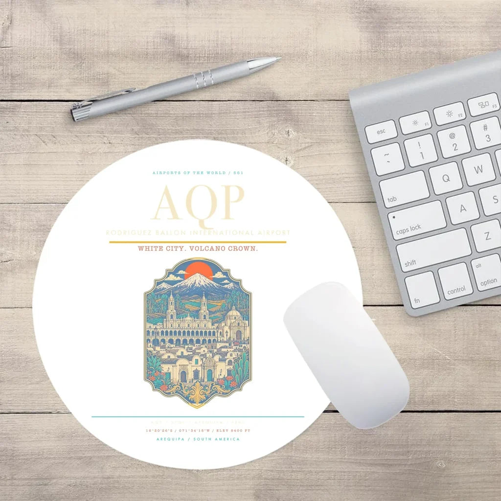 Rodriguez Ballon International Airport AQP Mouse-Pad Round - White