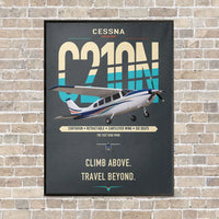 Thumbnail for Cessna T210N Centurion vertical canvas print - framed - gray background
