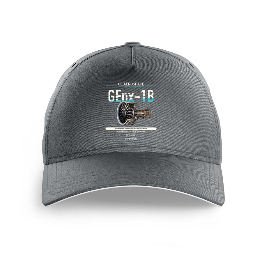 GEnx-1B design on gray printed hat
