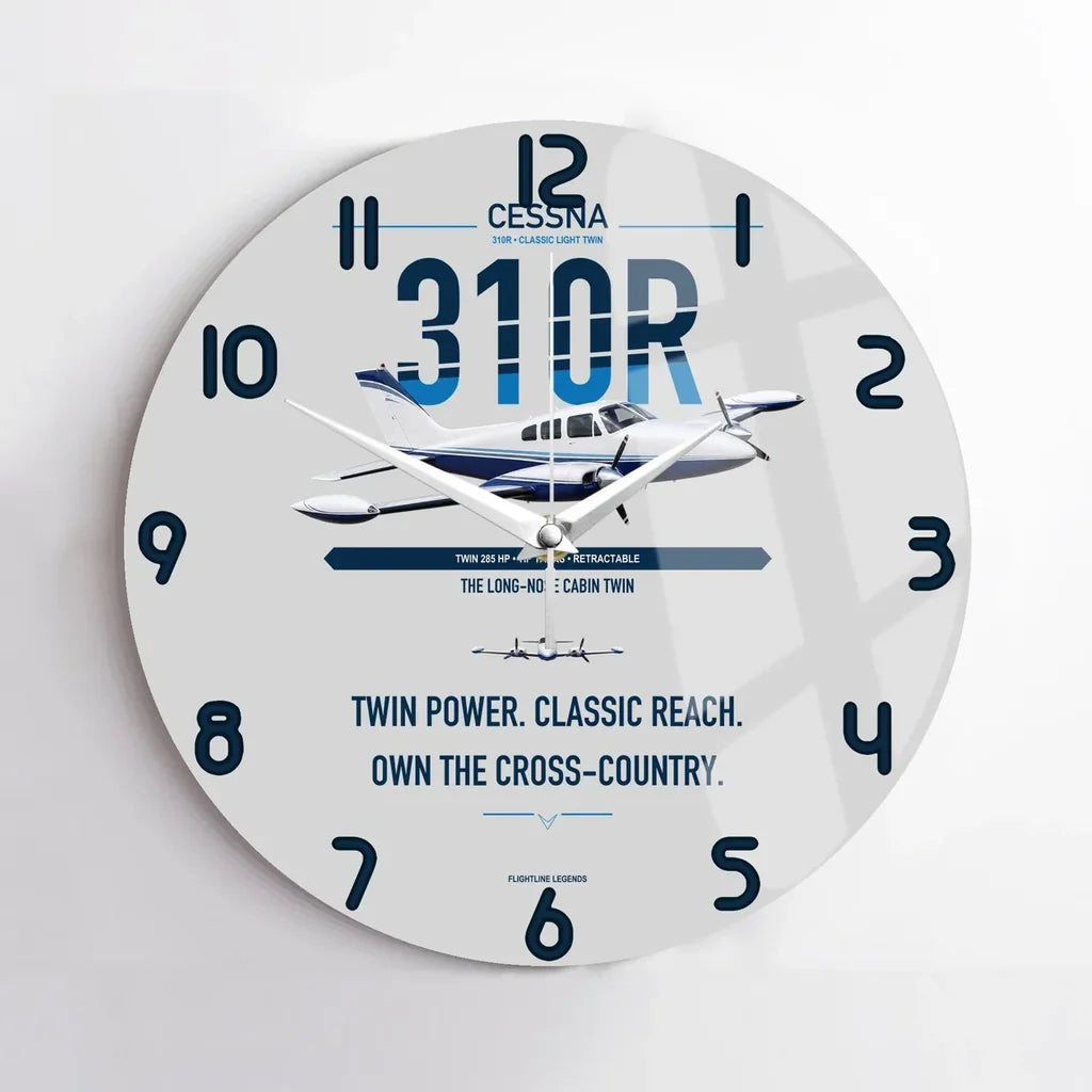 Cessna 310R design on light gray no frame wall clock