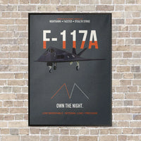 Thumbnail for F-117A Nighthawk Own The Night vertical canvas print - framed - gray background