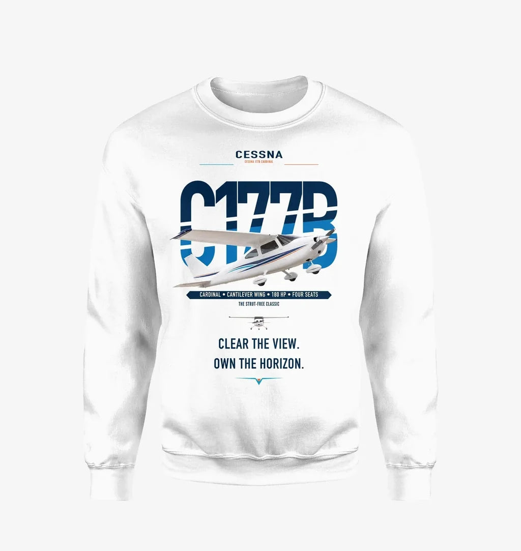 Cessna 177B Cardinal design on white sweatshirt