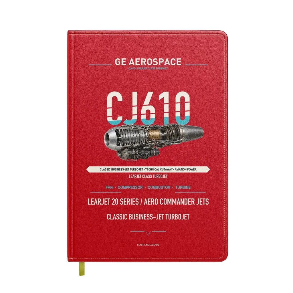 CJ610 design on red notebook