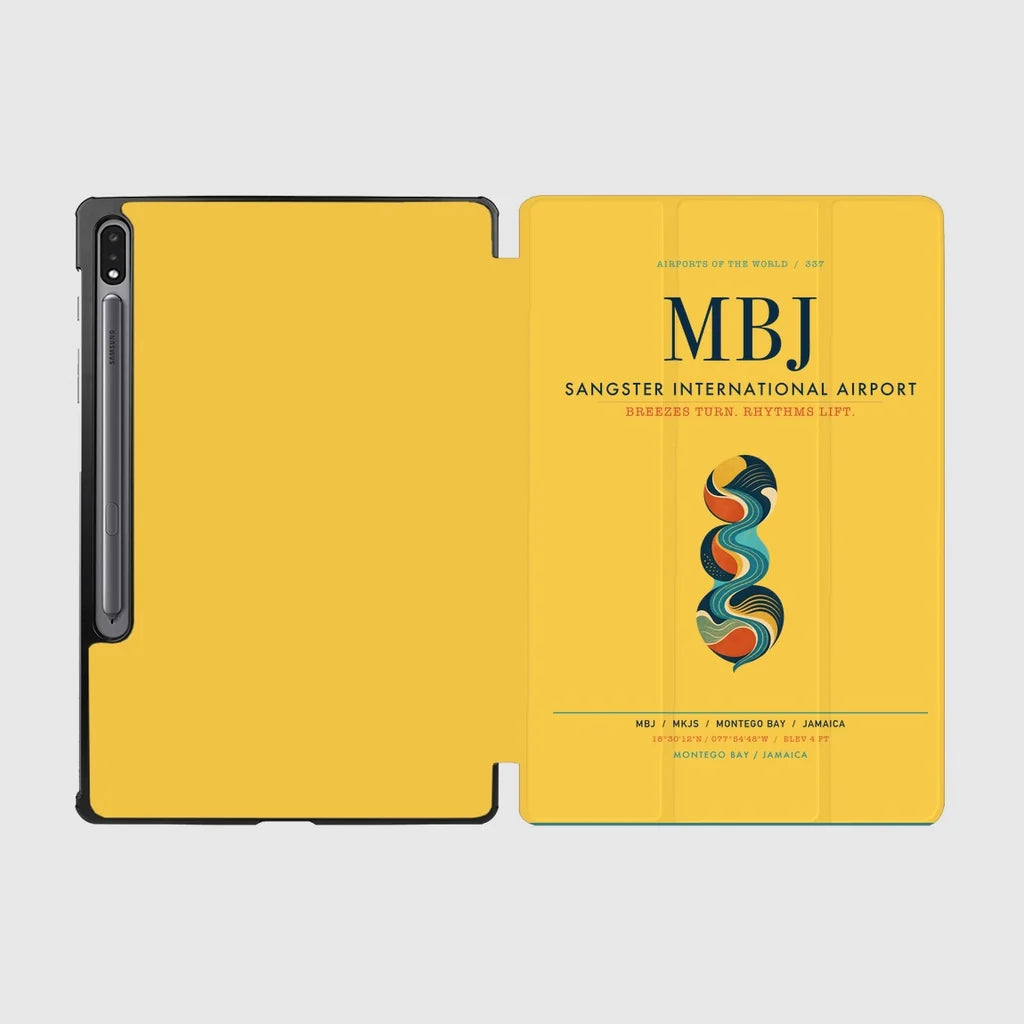 Sangster International Airport (MBJ) design on yellow samsung tablet tablet case