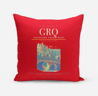 Thumbnail for Groningen Airport Eelde (GRQ) design on red pillow