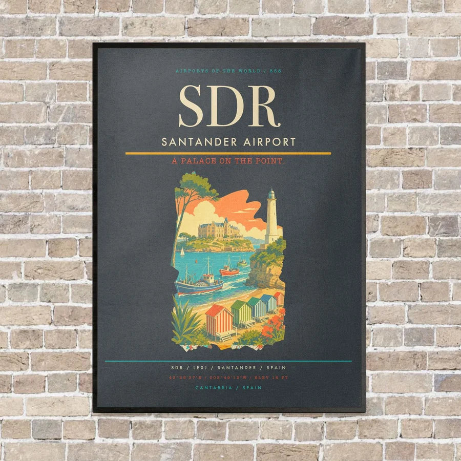 Santander Airport SDR vertical canvas print - framed - gray background