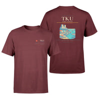 Thumbnail for Turku Airport (TKU) design printed on dark red double-side t-shirt