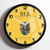Thumbnail for Berlin Brandenburg Airport Willy Brandt (BER) design on yellow framed wall clock