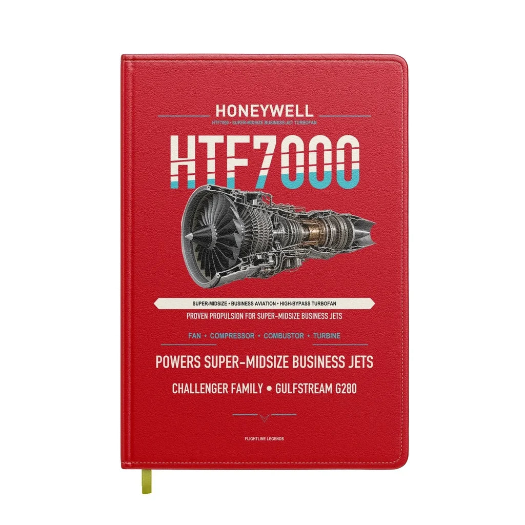 HTF7000 design on red notebook