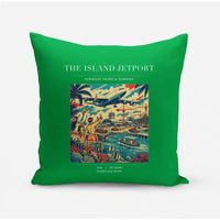 Thumbnail for VINTAGE G4118 - The Island Jetport - Designed Pillows design on green