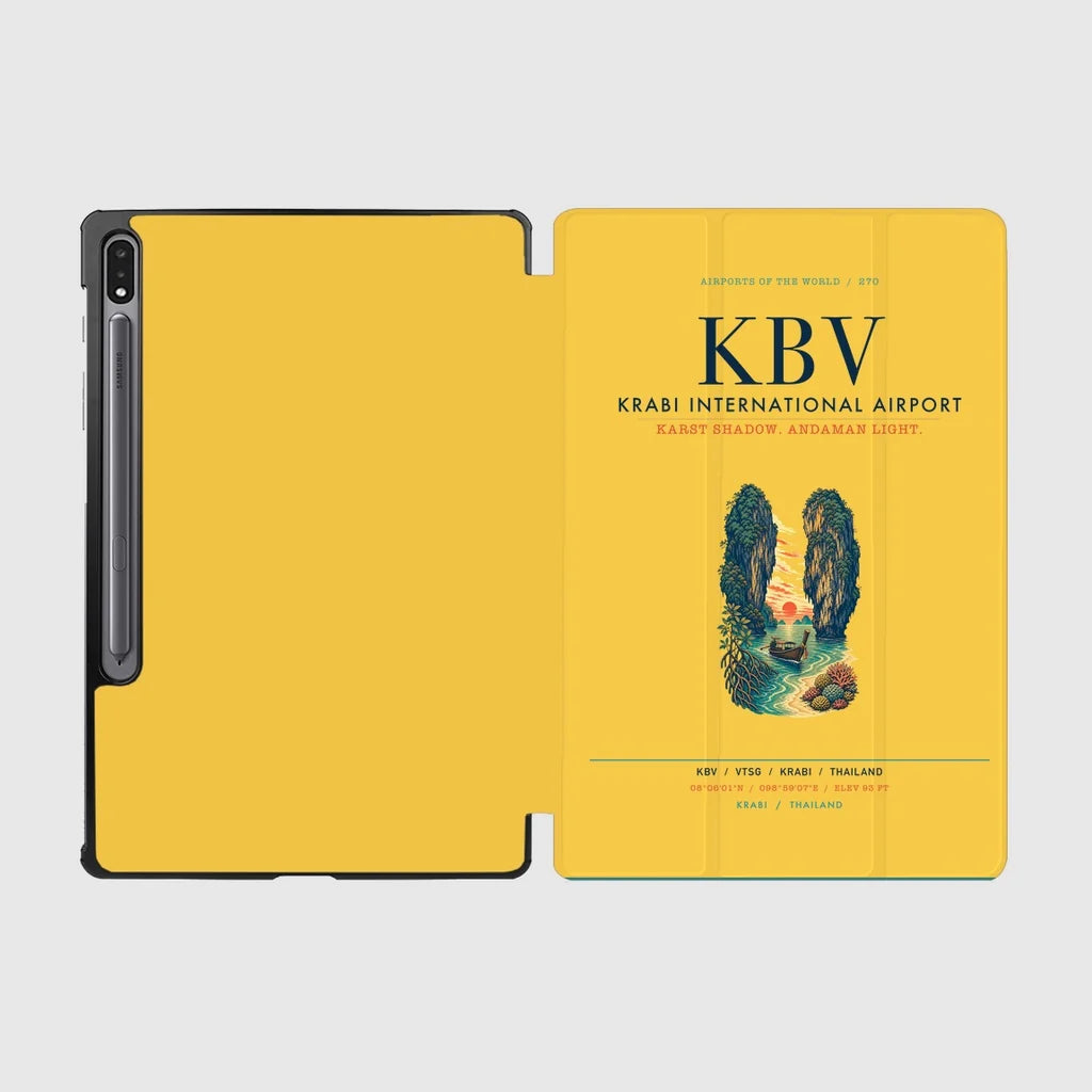 Krabi International Airport (KBV) design on yellow samsung tablet tablet case