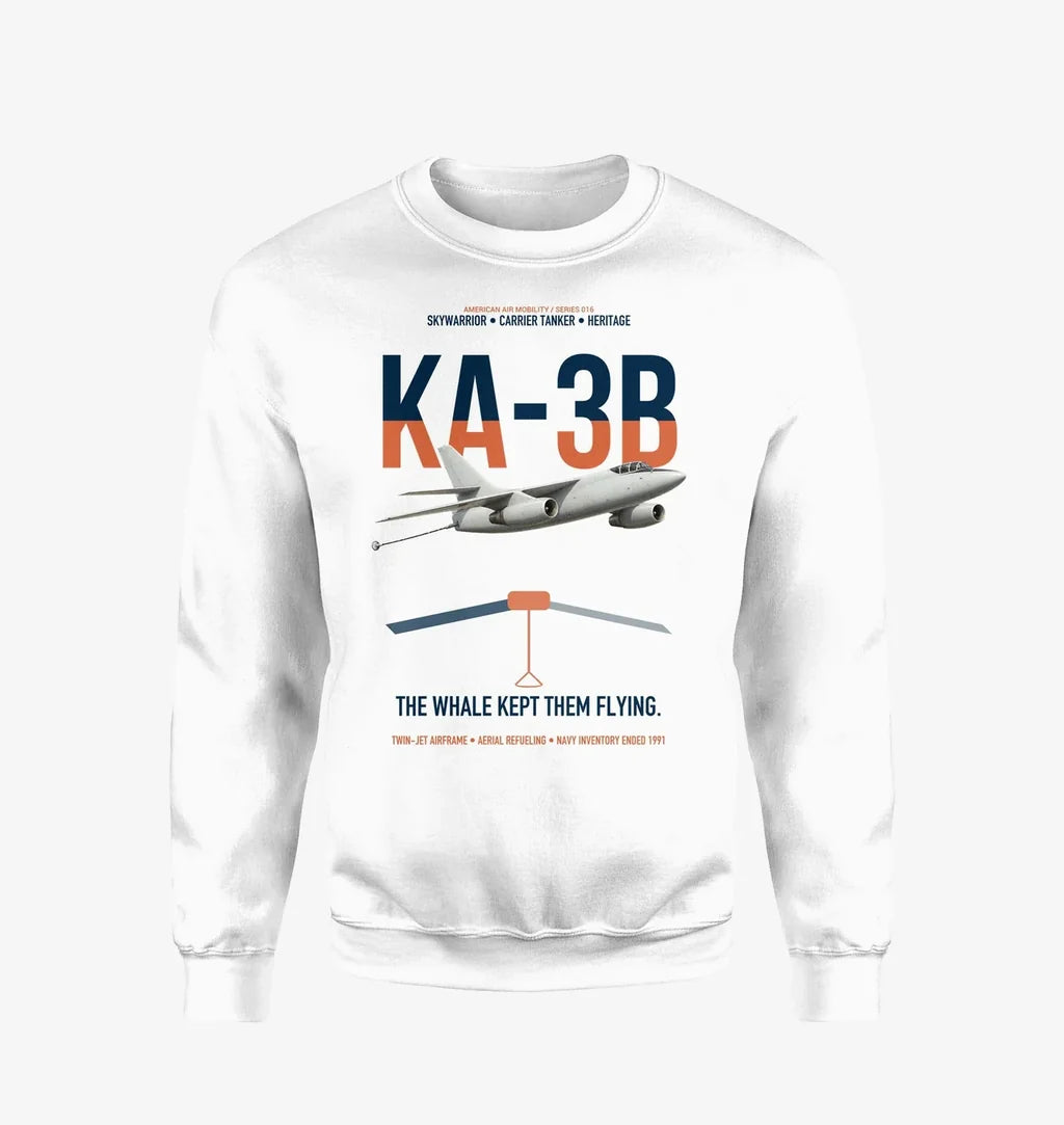 KA-3B Skywarrior design on white sweatshirt